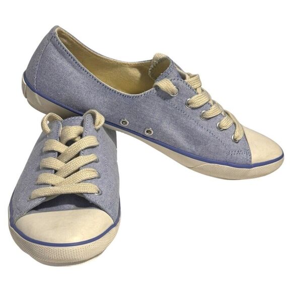 Polo Ralph‎ Lauren Blue Oxford Cloth Pernell EUC Size 8 B US woman's shoes - Picture 3 of 7